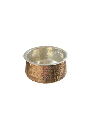 Copper Hammered Rice Handi for Cooking & Serving, 8", 2 Liter's, Kalai Coated