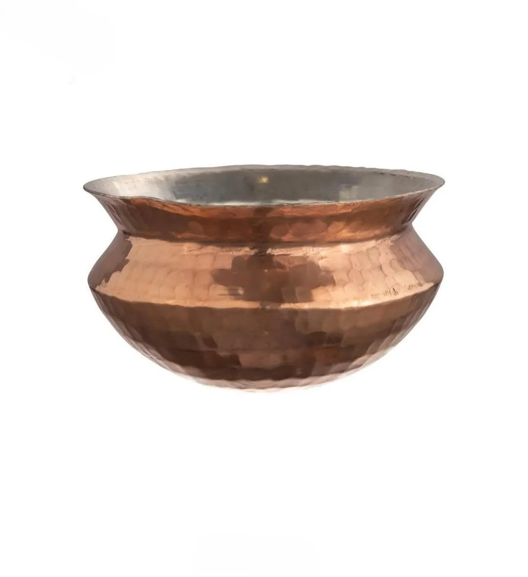 Copper Sipri for Cooking, Hammered Finish, 8.5", 1.5 Liter, Healthy Cookware, Kalai Coated