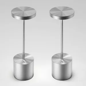 Cordless Table Lamps Rechargeable - Outdoor Portable LED Table Light 5000mAh Battery Operated Lamp 3 Color Stepless Dimming with Memory Function for Restaurant Dining Patio 2Pack Silver