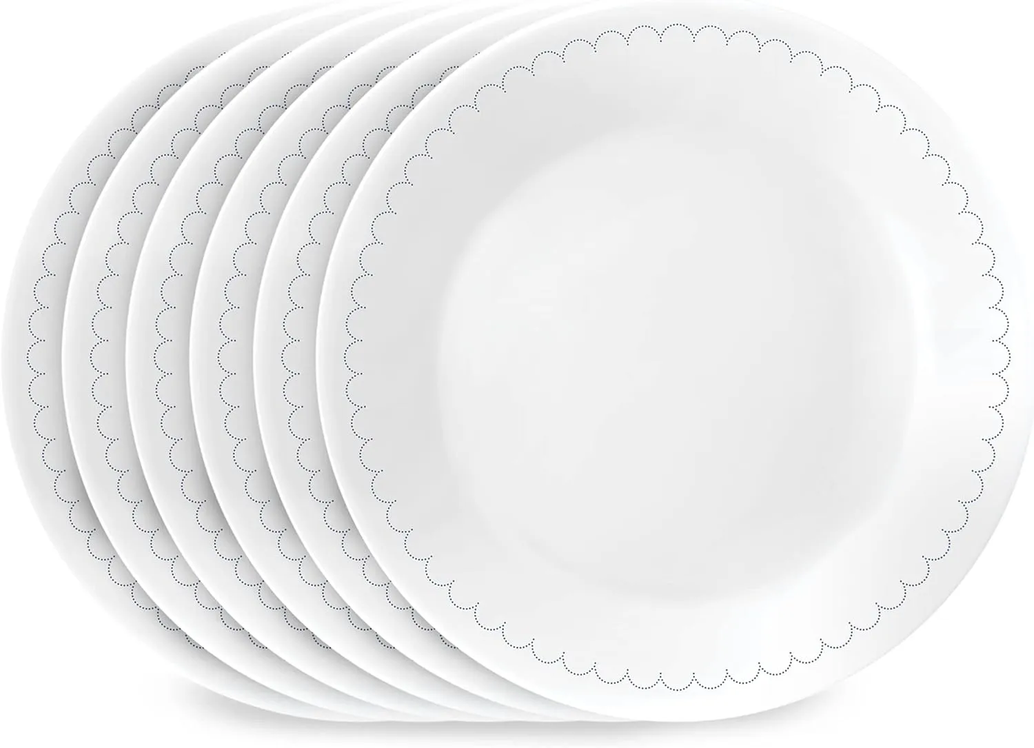Corelle 6-Piece 6.75" Appetizer Round Plates, Vitrelle Triple Layer Glass, Lightweight Round Plates, Dessert Plates, Chip and Scratch Resistant, Microwave and Dishwasher Safe, Caspian