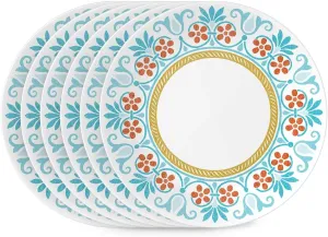 Corelle Global Collection Vitrelle 6-Piece Salad Plates Set, Triple Layer Recycled Glass, Lightweight Eco-Friendly 8-1/2-In Plates Set, Terracotta Dreams