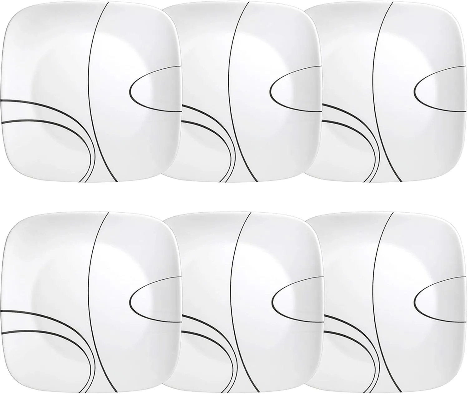 Corelle Square Simple Lines 10.5" Dinner Plate, Set of 6