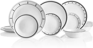 Corelle Vitrelle 18-Piece Service for 6 Dinnerware Set, Triple Layer Glass and Chip Resistant, Lightweight Round Plates and Bowls Set, Ocean Blue