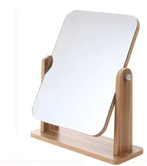 Cosmetic Mirror Vanity Mirror Desktop Wooden Vanity Mirror Rotatable Single-Sided Vanity Mirror Wooden Rectangular Vanity Mirror Portable Dressing Table Mirror (Color : One Color (One Color Medium)