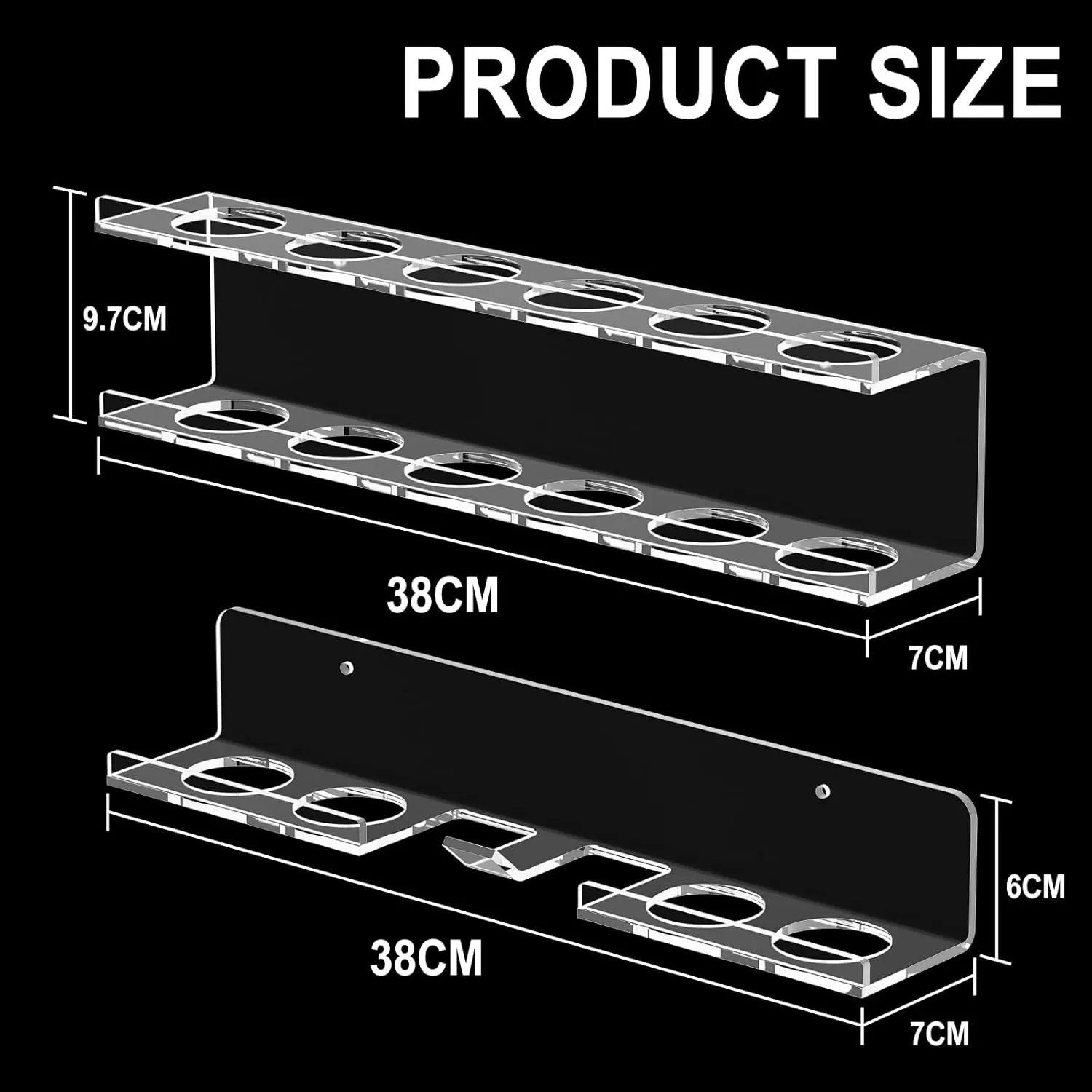 Cosmos Acrylic Billiard Ball Storage Shelf Holder - Pool Balls Display Rack Wall Mount Organizer for 16 Balls & Ball Rack in Billiard Game Room & Bar Pool Cue Accessory (Transparent Clear)