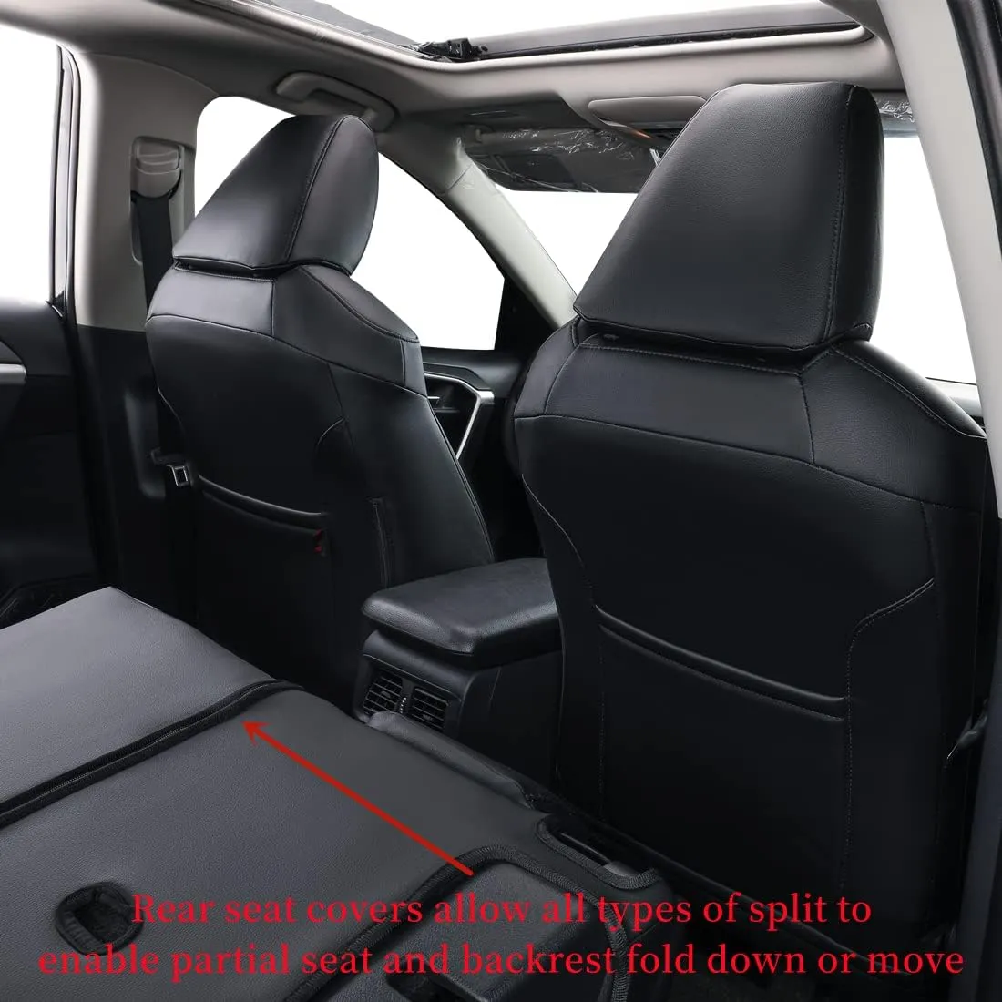 coverdream Corolla Cross Waterproof Leather Seat Covers Custom Fit for 2022-2025 Toyota Corolla Cross L,LE,XLE (Non-Hybrid),Full Coverage,Airbag Compatible Car Seat Protector(Full Set,Black)