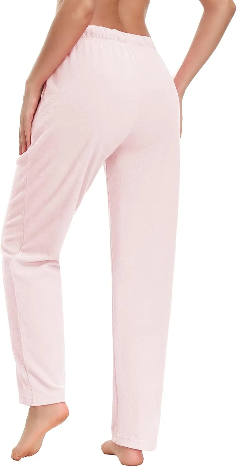 COZZIPLUS Women Fleece Pants, Lightweight Polar Fleece Lounge Sweatpants for Women, Straight Leg Pajama Pants with Pockets