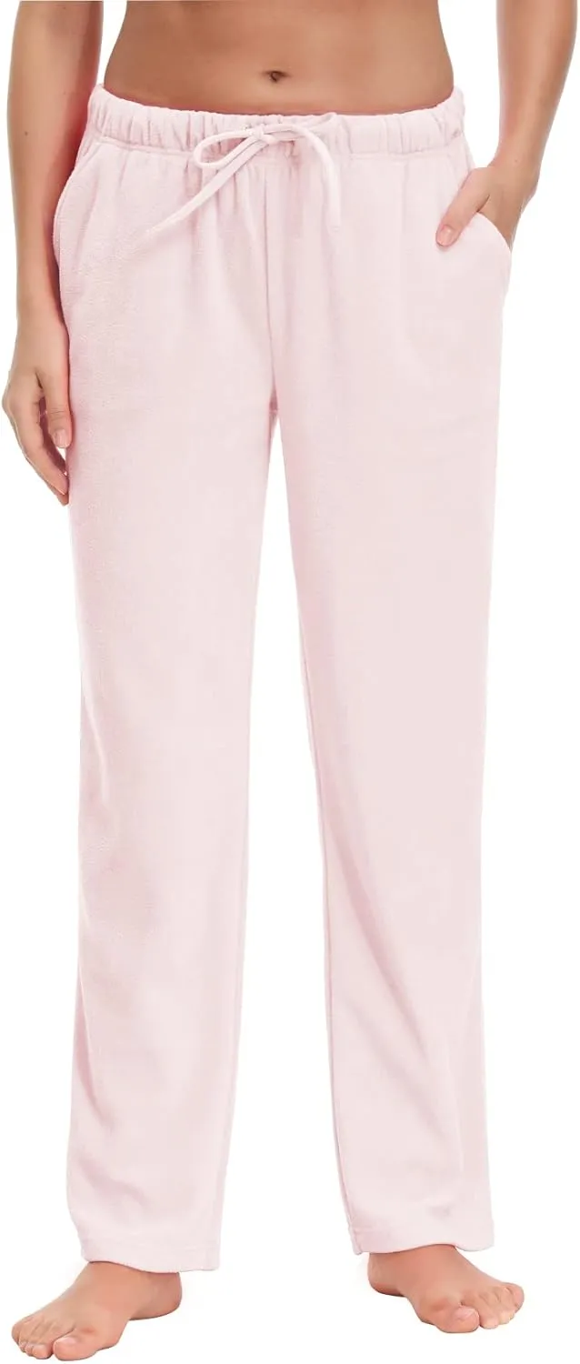 COZZIPLUS Women Fleece Pants, Lightweight Polar Fleece Lounge Sweatpants for Women, Straight Leg Pajama Pants with Pockets