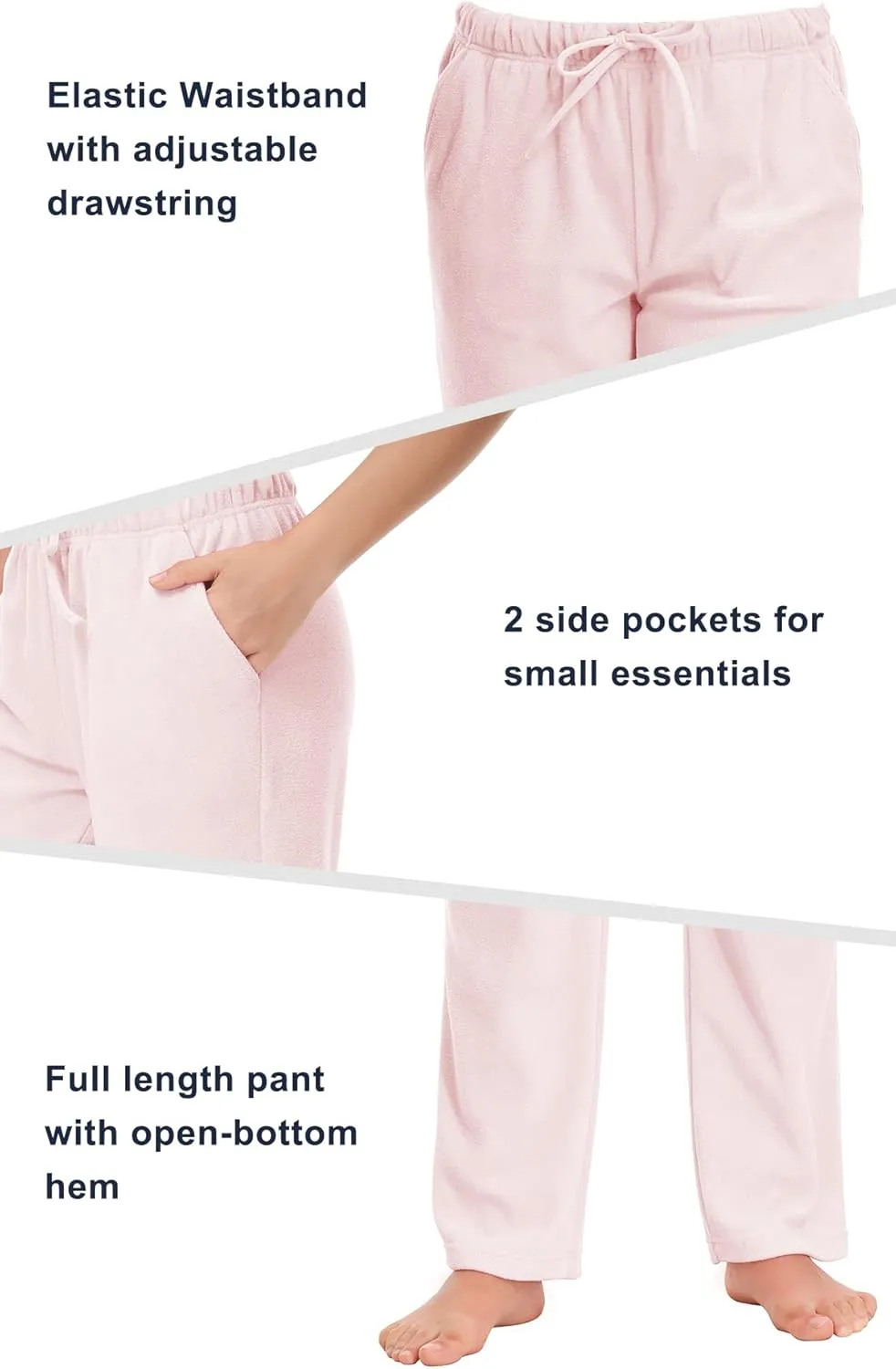COZZIPLUS Women Fleece Pants, Lightweight Polar Fleece Lounge Sweatpants for Women, Straight Leg Pajama Pants with Pockets