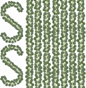 CQURE 30Pcs Eucalyptus Garland,Artificial Eucalyptus Leaves Table Greenery Garland Wreath Vines for Wedding Party Table Fireplace Bedroom Wall Decor