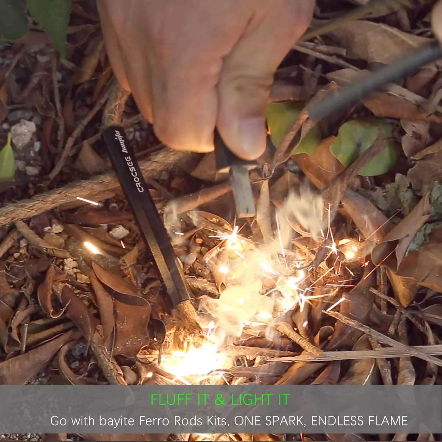 CrocSee Survival Wick Hemp Cord Tinder Waterproof and Aluminum Bellows Tube Sleeve Kits for Fire Starting