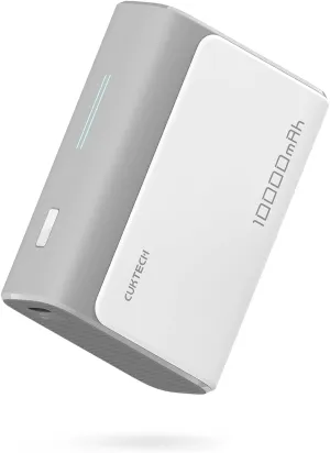 CUKTECH 30W Mini Power Bank, 10000mAh Portable Charger PD3.0 Fast Charging, Dual-Charging Ports Battery Pack, Compatible with iPhone 16/15/14/13 Series, Samsung S24/S23/S22, iPad, AirPods, etc (Grey)