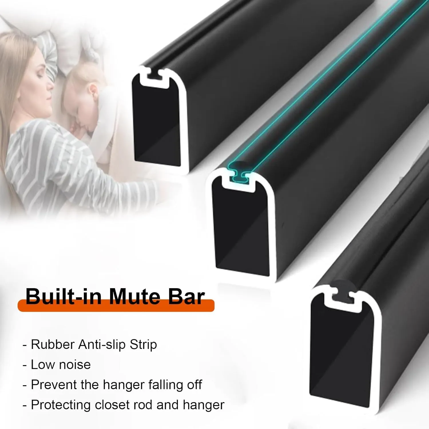 Custom Length Closet Rods for Hanging Clothes Heavy Duty, Commercial Home Aluminum Alloy Garment Bar with End Supports, Cuttable Grey Wardrobe Pole(20.5 in)