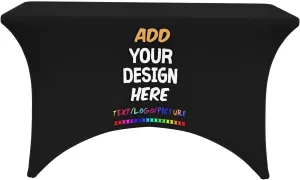 Custom Table Cloth Cover with Business Logo Personalized Customized Tablecloth Design Your Picture Text Name High Elasticity Wrinkle Prevention Table Runner for Parties Weddings (6 FT)