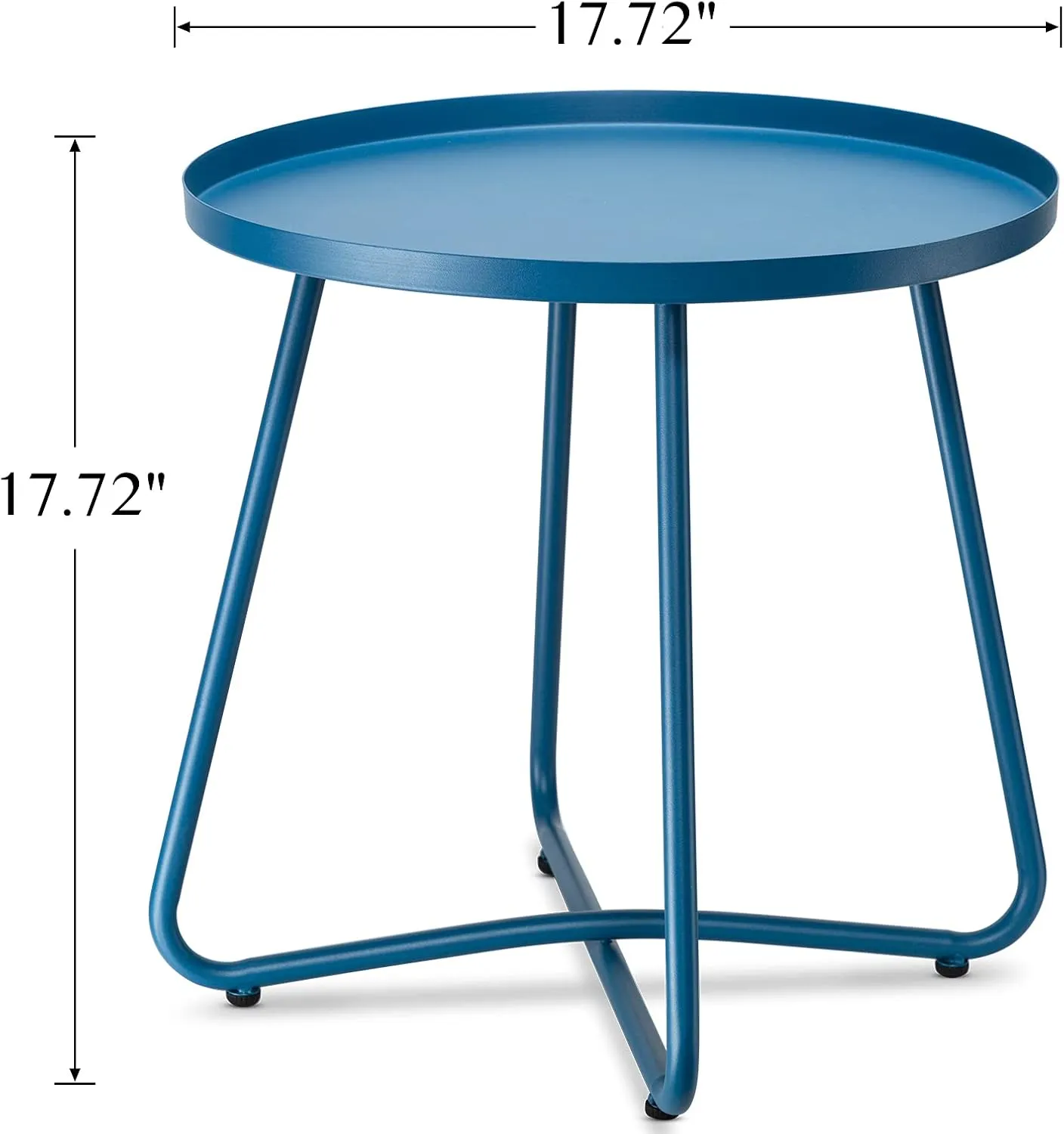 danpinera Outdoor Side Tables, Weather Resistant Steel Patio Side Table, Small Round Outdoor End Table Metal Side Table for Patio Yard Balcony Garden Bedside (Blue)