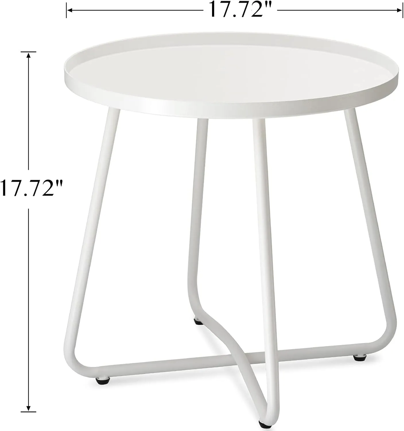 danpinera Outdoor Side Tables, Weather Resistant Steel Patio Side Table, Small Round Outdoor End Table Metal Side Table for Patio Yard Balcony Garden Bedside White