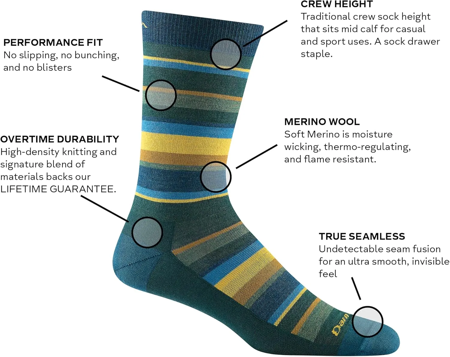 Darn Tough Men's Druid Crew Lightweight Lifestyle Sock (Style 6090) -
