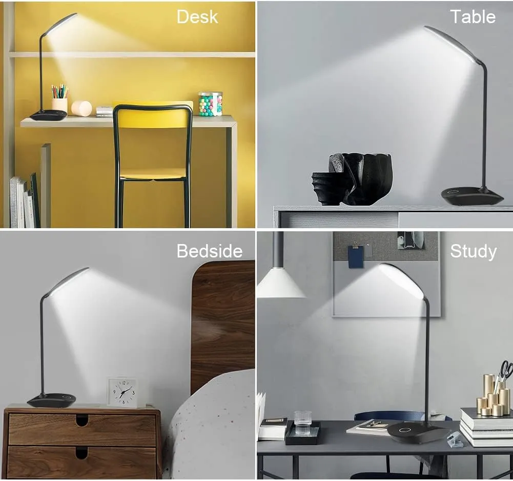 DEEPLITE LED Desk Lamp with Flexible Gooseneck 3 Level Brightness, Battery Operated Table Lamp 5W Touch Control, Compact Portable lamp for Dorm Study Office Bedroom, Eye-Caring and Energy Saving