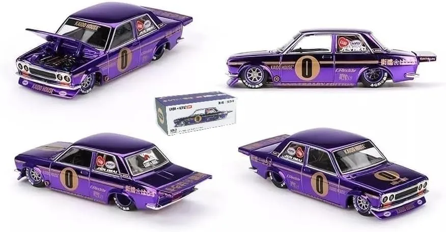 Diecast Collectibles Model Car Compatible with Kaido House 1:64 (3 inches) Datsun 510 Pro Street Anniversary Edition Purple Vintage Style Limited Edition Model