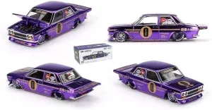 Diecast Collectibles Model Car Compatible with Kaido House 1:64 (3 inches) Datsun 510 Pro Street Anniversary Edition Purple Vintage Style Limited Edition Model