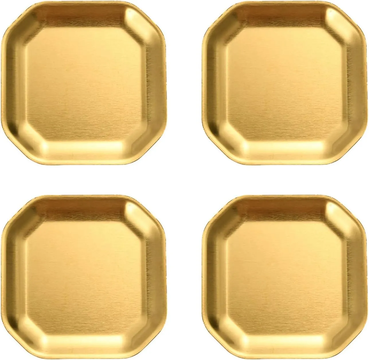 Dinner Plates，Pack of 4 Gold/Silver Stainless Steel Plates for Dinner and Camping Use Portable Dishes for Home and Outdoor Meals