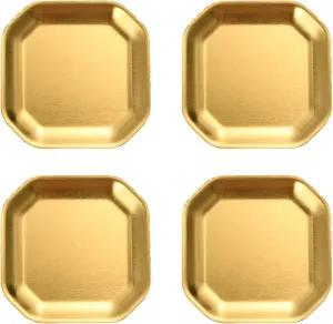 Dinner Plates，Pack of 4 Gold/Silver Stainless Steel Plates for Dinner and Camping Use Portable Dishes for Home and Outdoor Meals