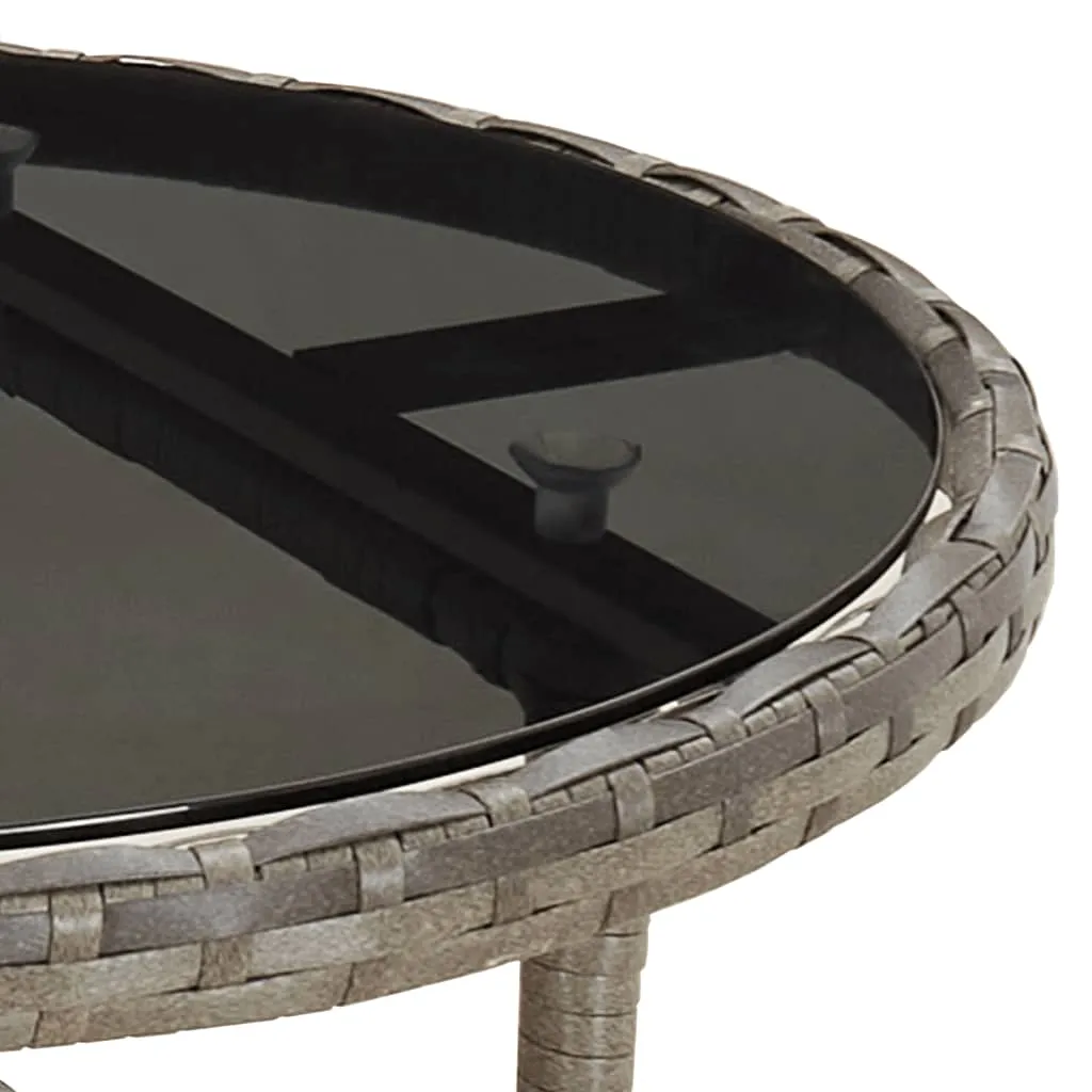 Dinner Table Round Patio Dining Table Tempered Glass and Poly Rattan
