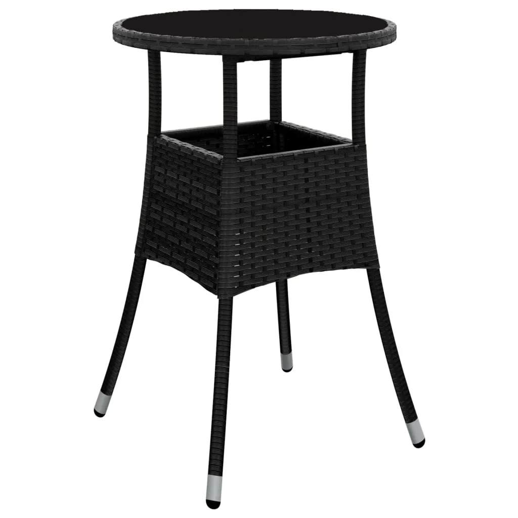 Dinner Table Round Patio Dining Table Tempered Glass and Poly Rattan