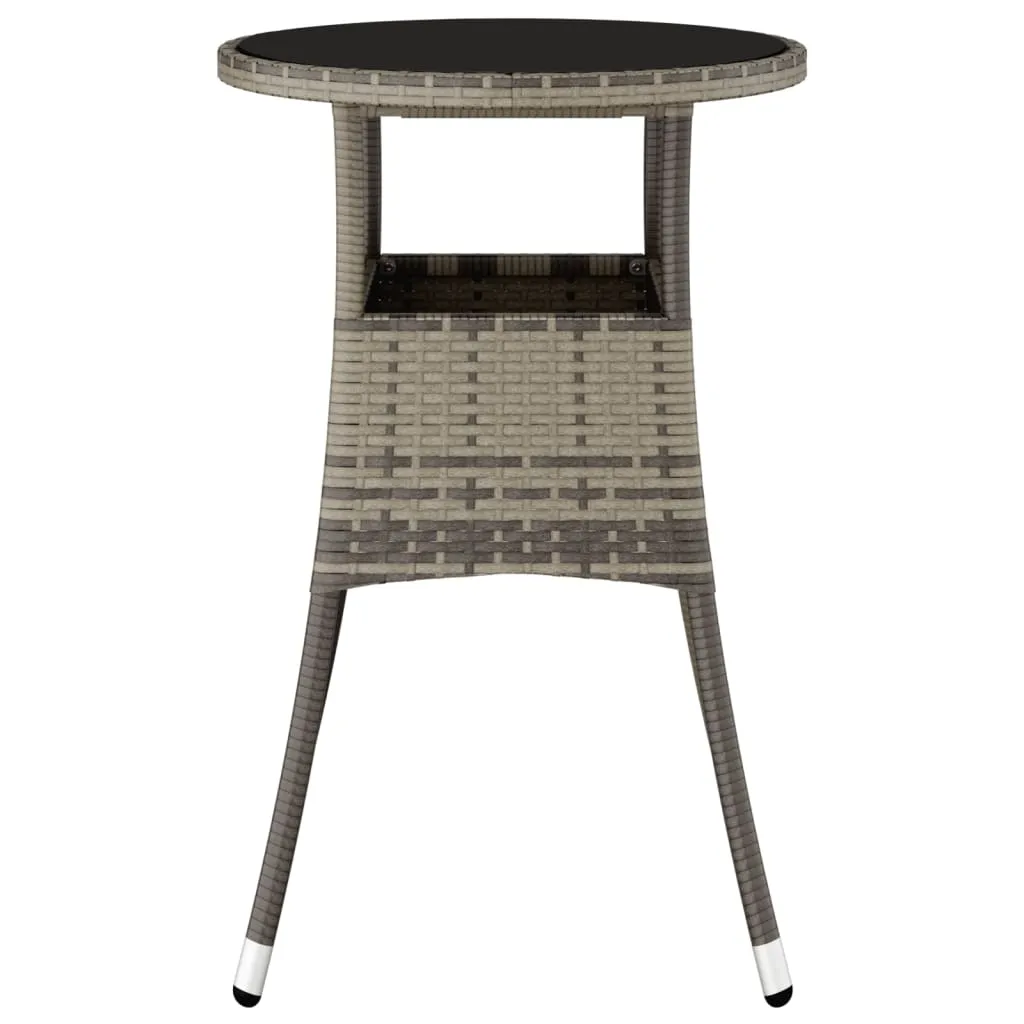 Dinner Table Round Patio Dining Table Tempered Glass and Poly Rattan