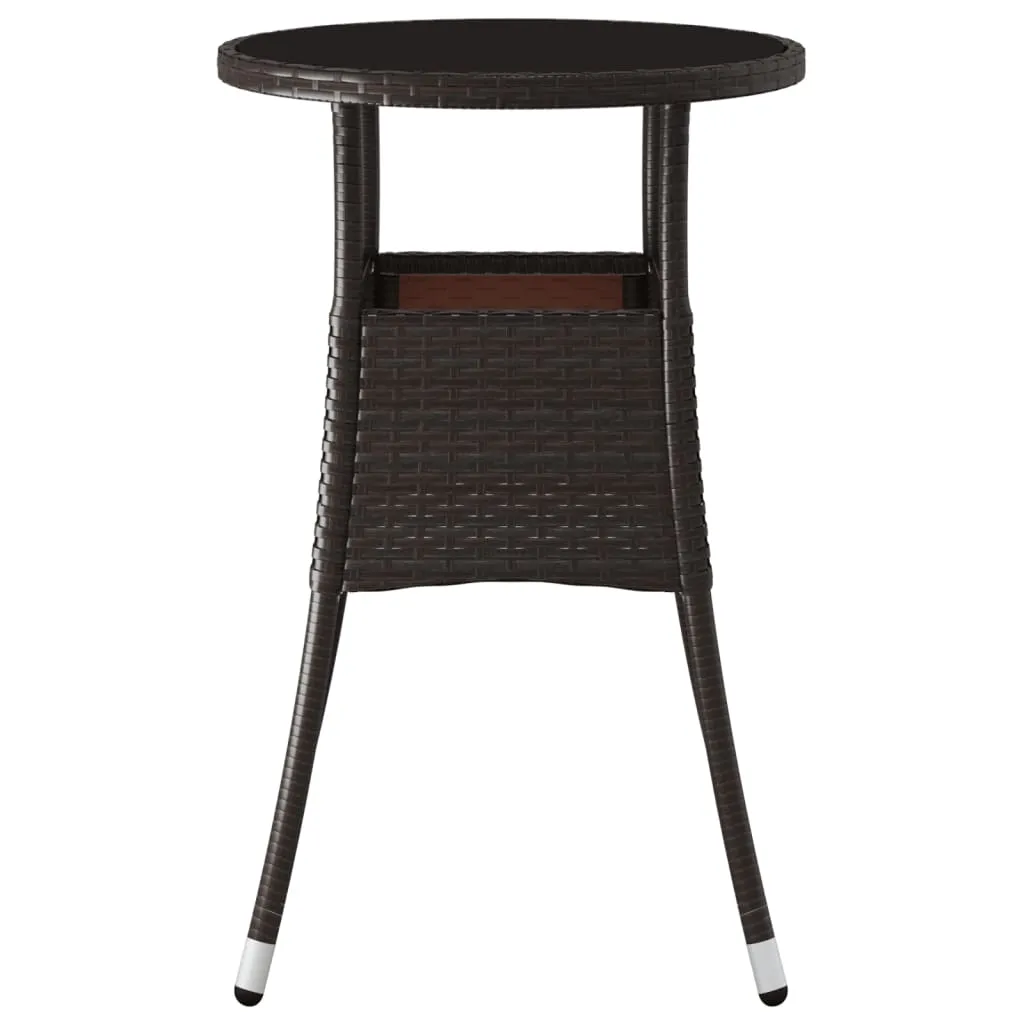 Dinner Table Round Patio Dining Table Tempered Glass and Poly Rattan