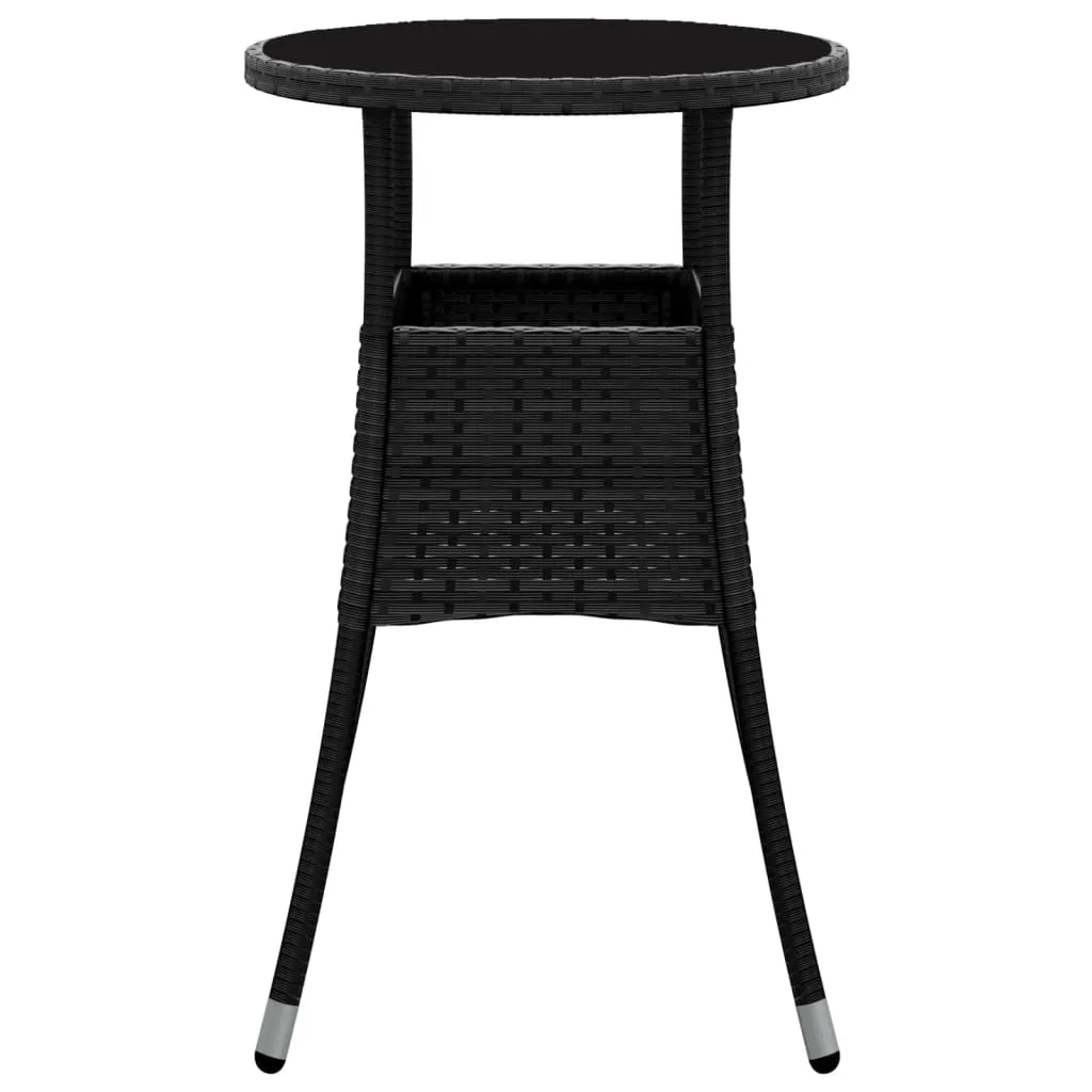 Dinner Table Round Patio Dining Table Tempered Glass and Poly Rattan