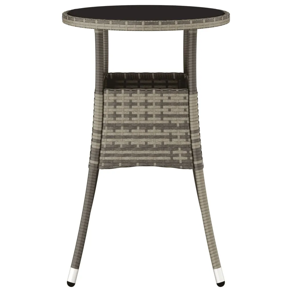 Dinner Table Round Patio Dining Table Tempered Glass and Poly Rattan