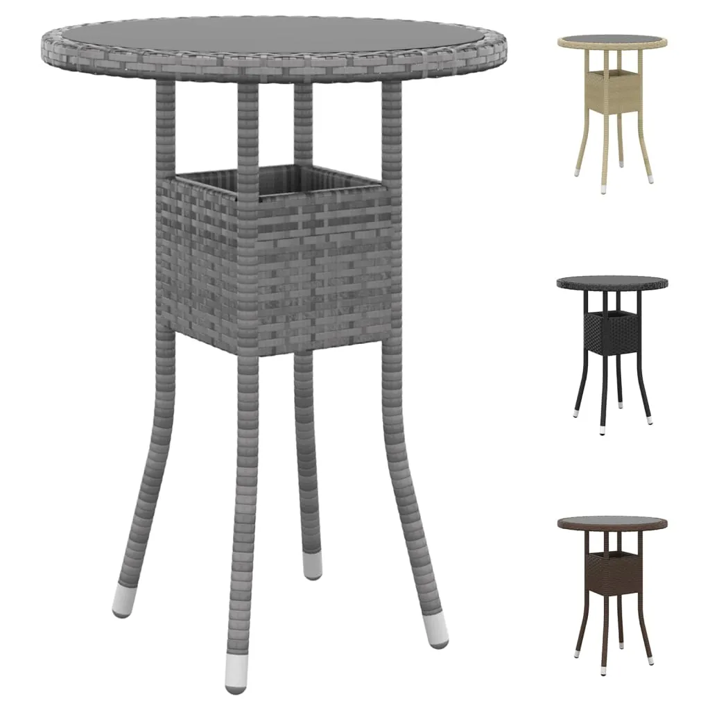 Dinner Table Round Patio Dining Table Tempered Glass and Poly Rattan