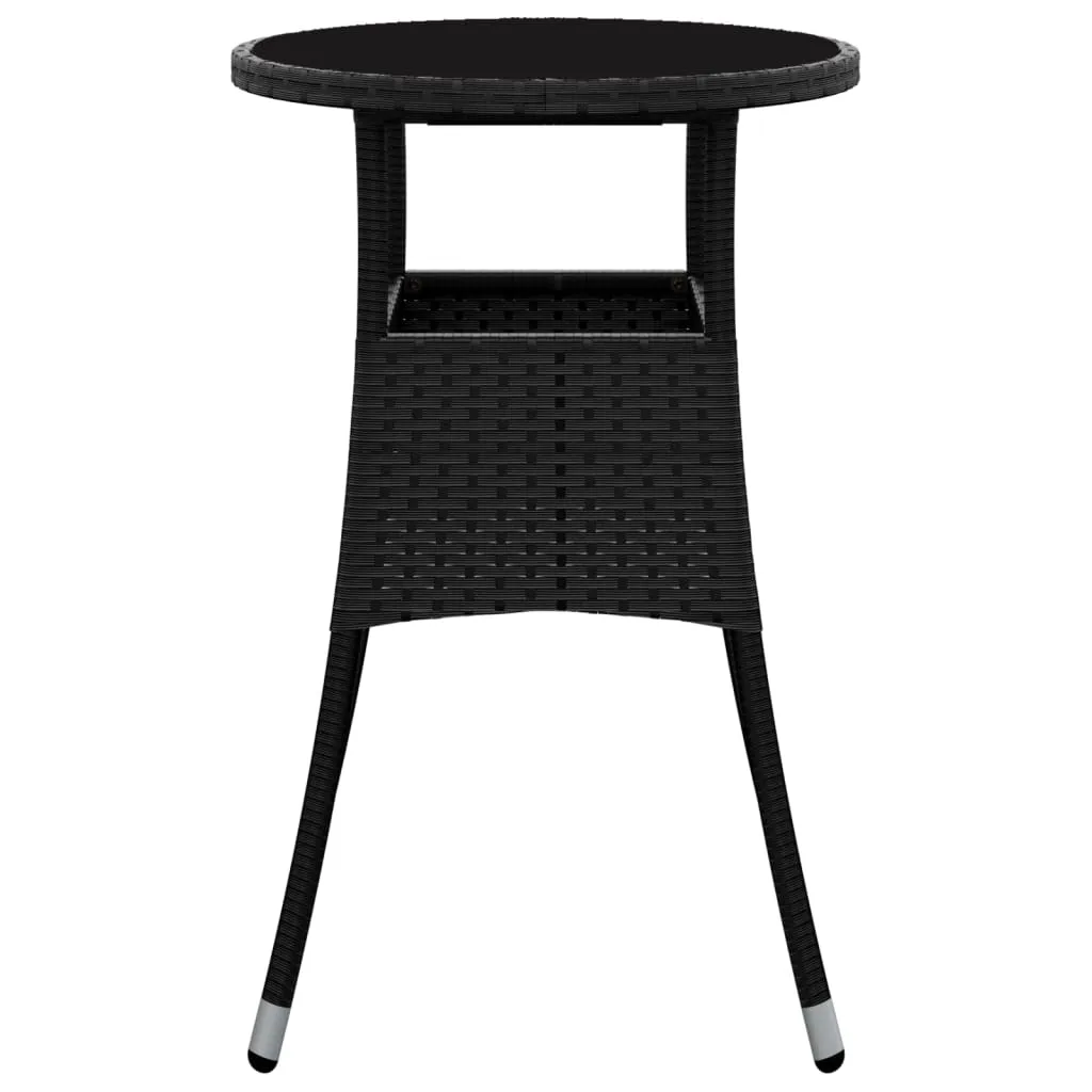 Dinner Table Round Patio Dining Table Tempered Glass and Poly Rattan