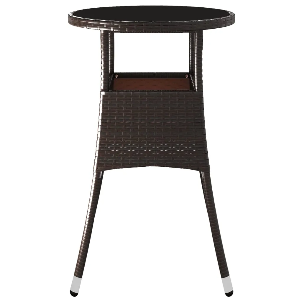 Dinner Table Round Patio Dining Table Tempered Glass and Poly Rattan
