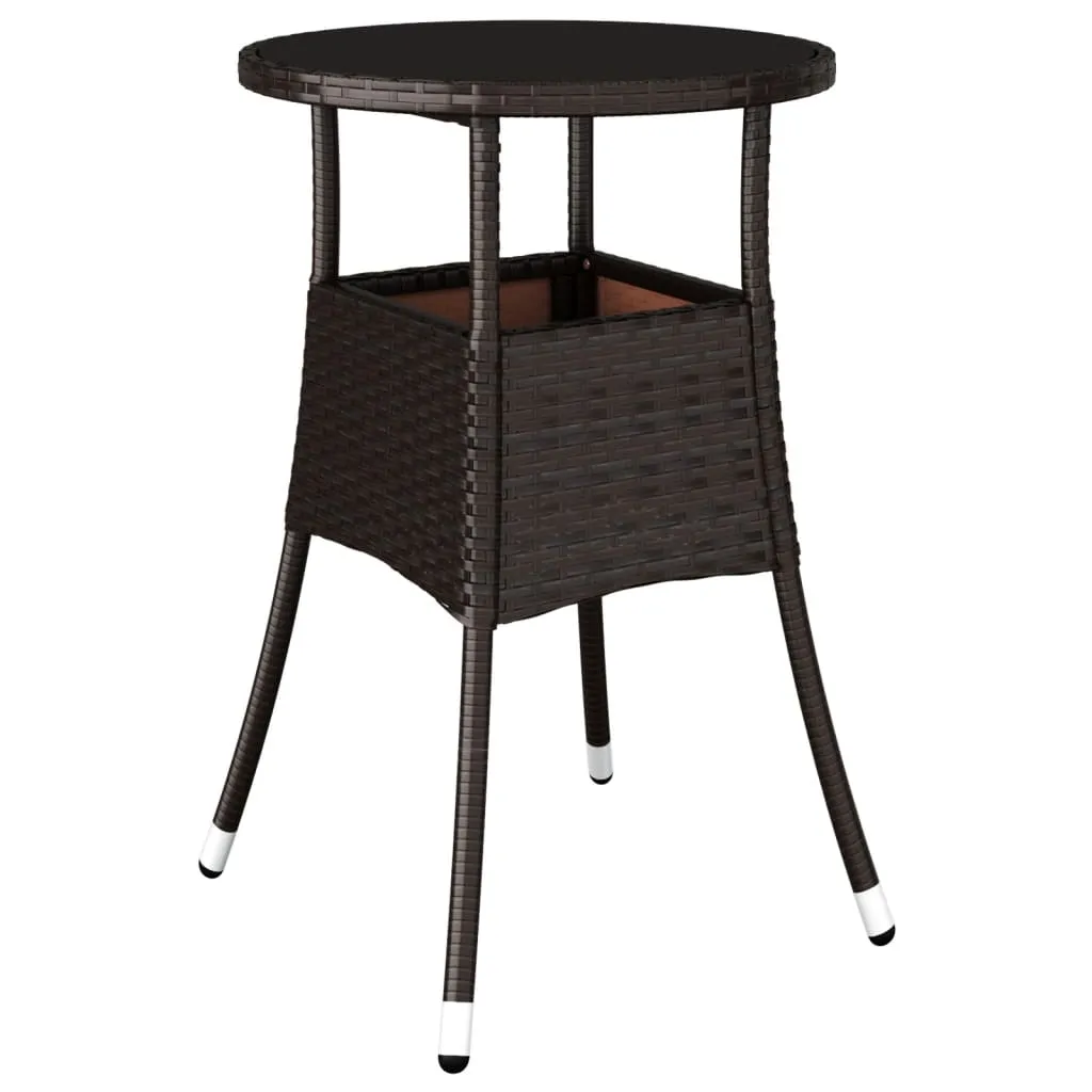 Dinner Table Round Patio Dining Table Tempered Glass and Poly Rattan