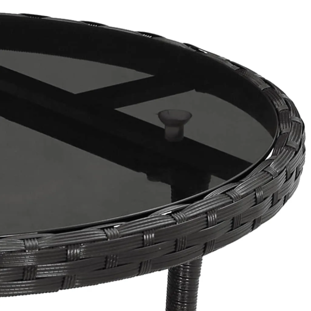 Dinner Table Round Patio Dining Table Tempered Glass and Poly Rattan