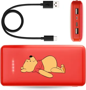 Disney Winnie The Pooh 10,000Mah Power Bank- Universally Compatible Portable Phone Charger Battery Pack w/USB Charging Port - Classic Winnie The Pooh Gifts for Women, Men, Teens and All Fans