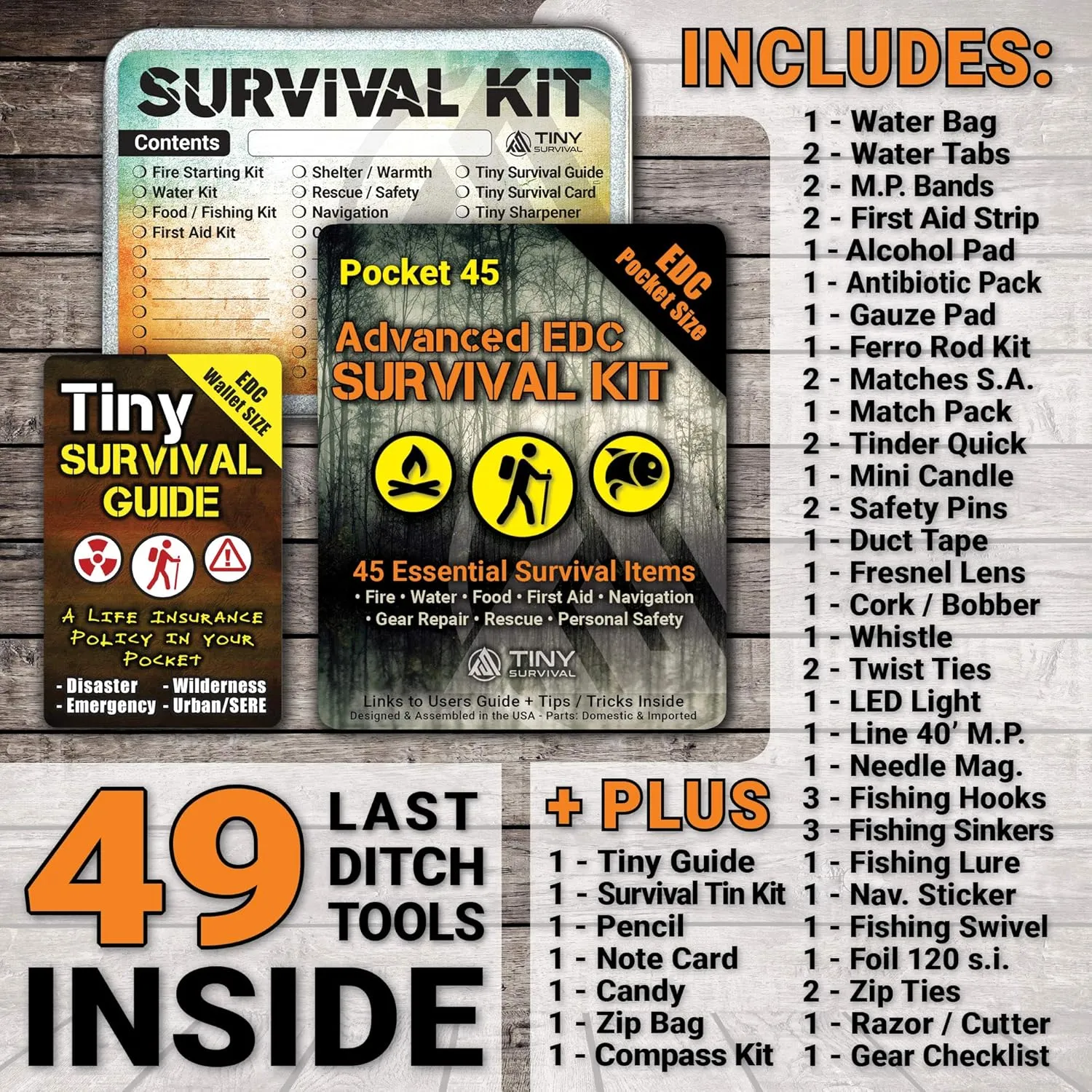 Do-It-Yourself: EDC Survival Kit Bundles: Kit   Tiny Survival Guide   Storage Tin/Emergency, Disaster, Tactical - Great Gift!