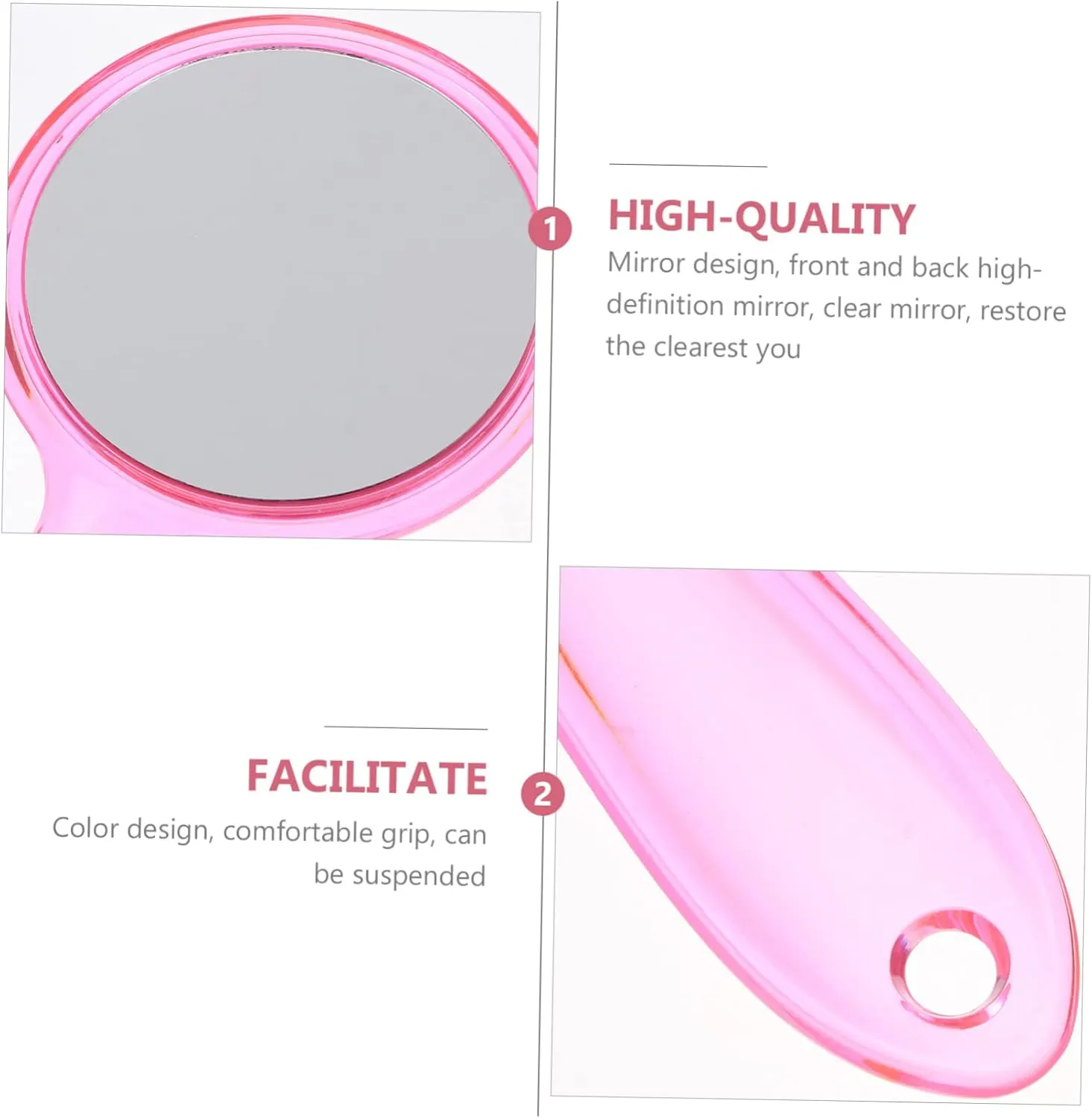 DOITOOL Handheld Mirror Set Double-Sided Makeup Mirror 1x 3X Magnification Compact Stylish for Daily Use