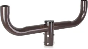 Double Bull Horn Light Bracket, 2-3/8in Pole Mount Tenon Adapter for Slip Fitter Mount Parking Lot Fixtures and Shoebox Street Lights - Bronze