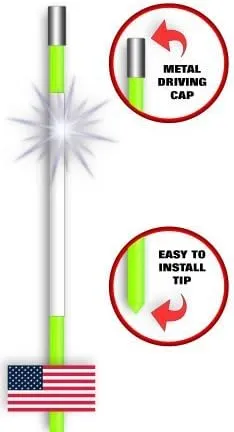 Driveway Snow Poles Reflective Markers 48" with Metal Caps, Multiple Quantities and Colors (12, Lime-Yellow)