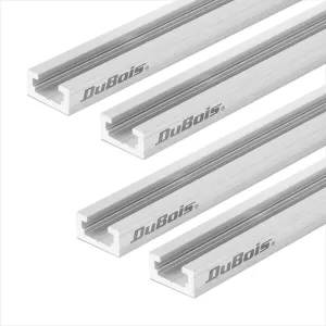 DuBois 51014 36 Inch Double-Cut Profile Universal T-Track with Predrilled Mounting Holes, 4 Pack, Aluminum T Track for Woodworking Jigs and Fixtures, Drill Press Table, Router Table, Workbench