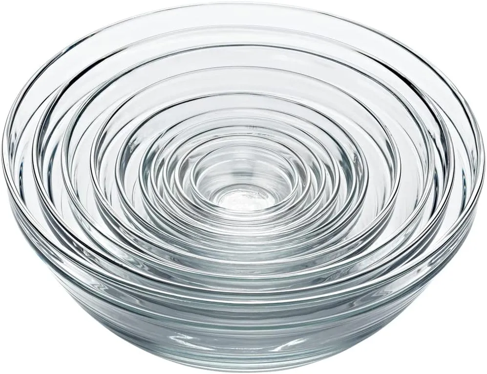 Duralex Gigogne Stackable Glass Mixing Bowl Set, 10 Piece
