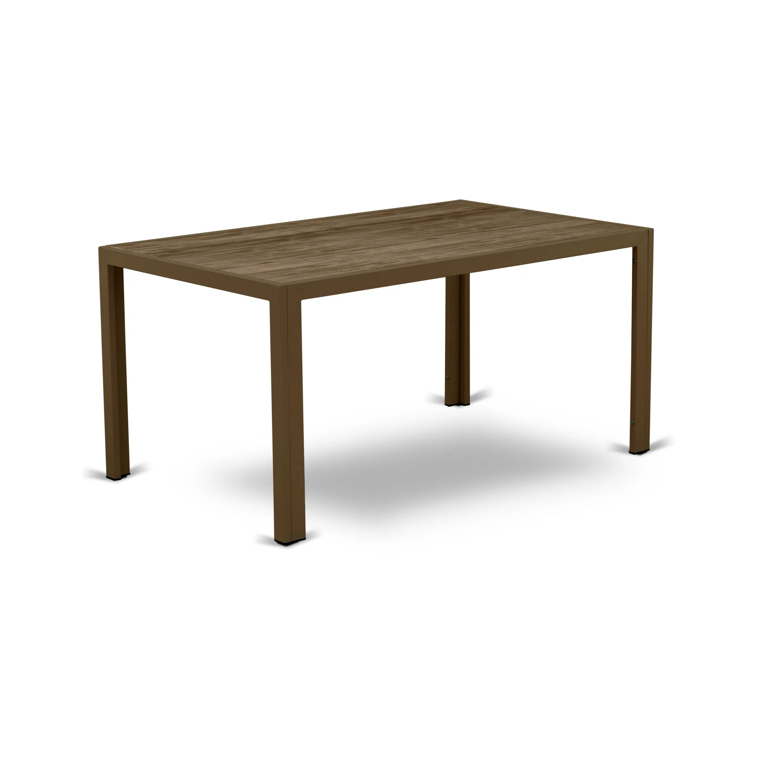 East West Furniture JULTW02 Jubi Patio Bistro Wicker Dining Table - Rectangle PE Wicker Table with Wood Top, 36x60 Inch, Brown