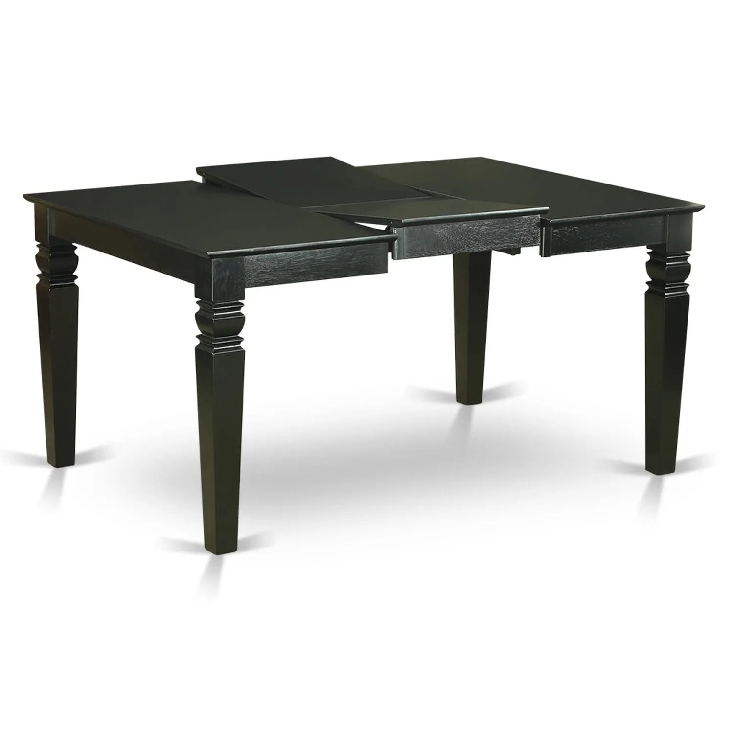 East West Furniture WEX27-BLK-30 -7 Piece Dining Set Includes a Rectangular Kitchen Table with Black Tabletop and 6 Stackable Faux Leather Chairs, Black