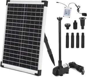 ECO-WORTHY Water Fountain Pump Kit 25W with 2600mah battery, 410GPH Submersible Powered Pump and 25 Watt Solar Panel for Sun Powered Fountain, Fish Pond, Pond Aeration, Garden Decoration