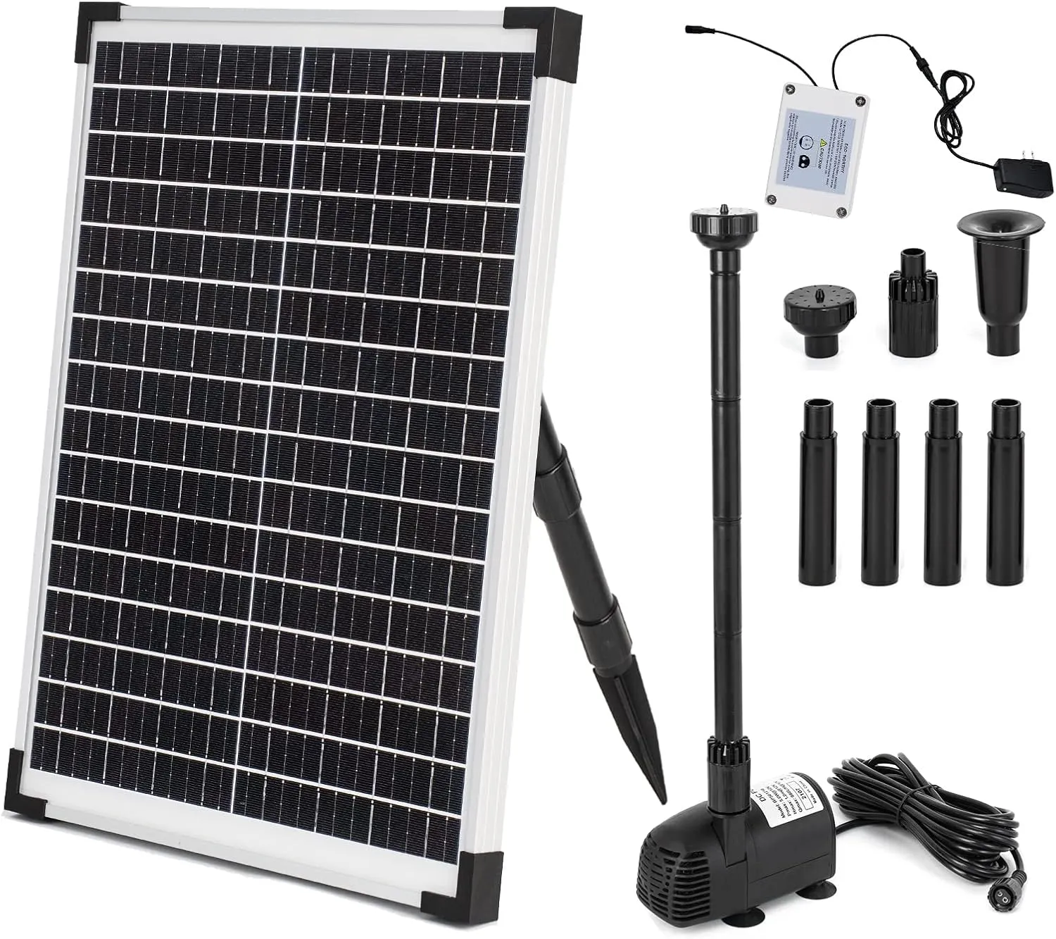 ECO-WORTHY Water Fountain Pump Kit 25W with 2600mah battery, 410GPH Submersible Powered Pump and 25 Watt Solar Panel for Sun Powered Fountain, Fish Pond, Pond Aeration, Garden Decoration