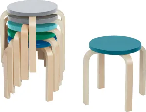 ECR4Kids Bentwood Stackable Stools, Classroom Furniture, Contemporary, 6-Piece