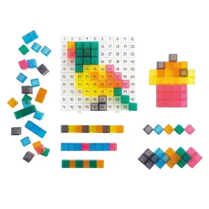 edxeducation Pattern Activity Set - STEAM Toy for Ages 5  - Number Board - 150 Color Cubes - 16 Activities - Creative Designs, Numbers, Counting